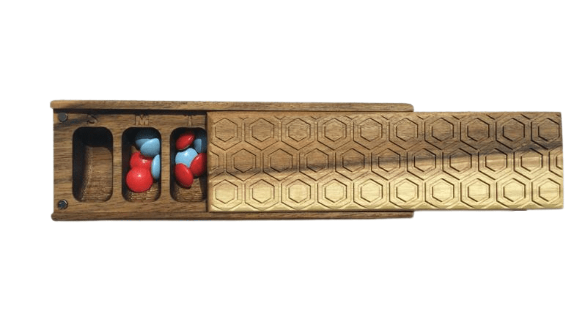JTNlab PILLBOX Walnut / No Personalization / Internal Lid WOODEN PILL BOX - HONEYCOMB