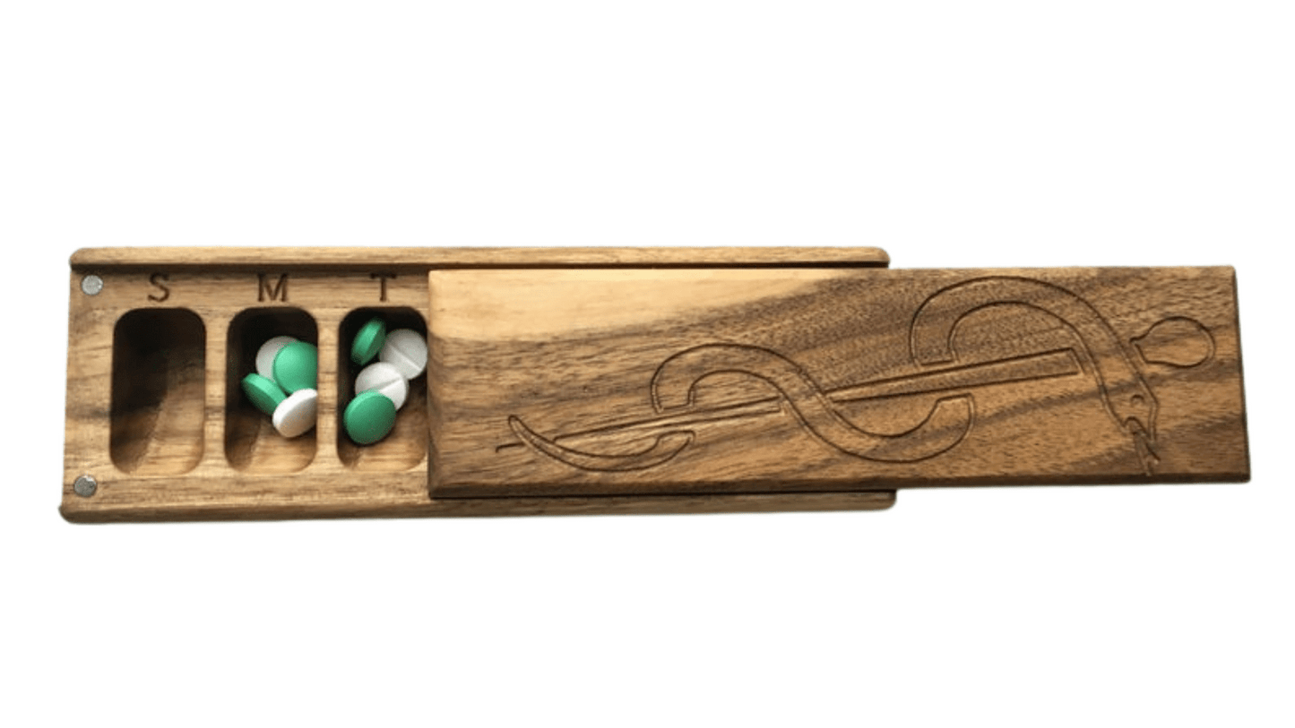 JTNlab PILLBOX Walnut / No Personalization / Interntal Lid WOODEN PILL BOX -  SNAKE