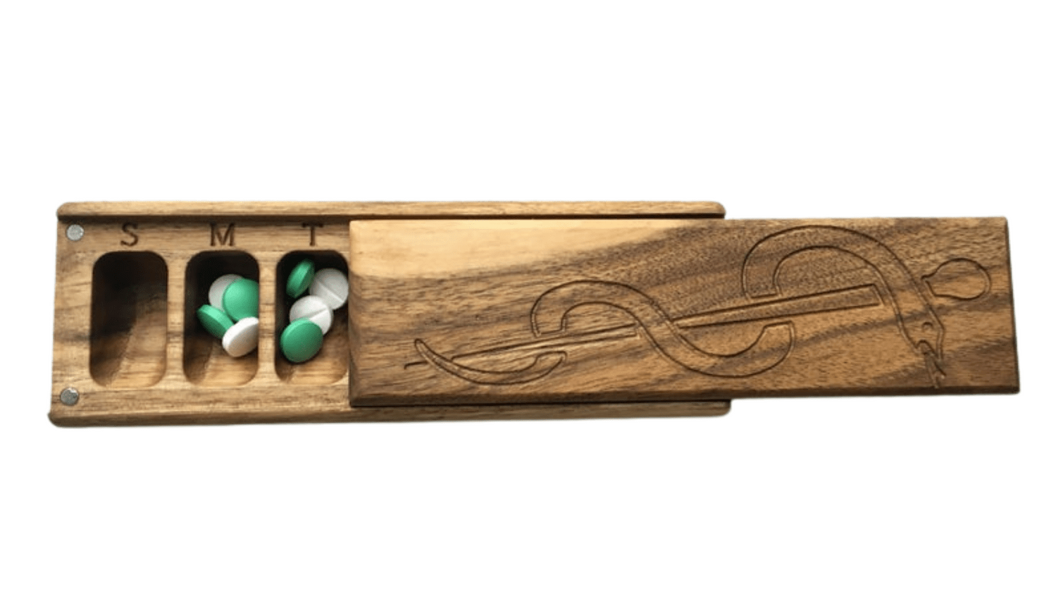JTNlab PILLBOX Walnut / No Personalization / Interntal Lid WOODEN PILL BOX -  SNAKE