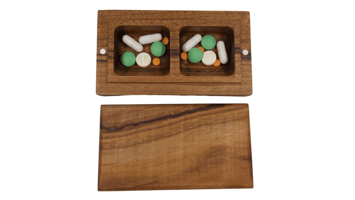 JTNlab PILLBOX Walnut / No Personalization POCKET PILL BOX