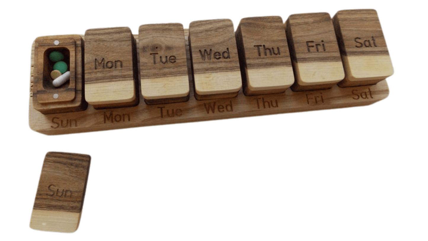 JTNlab PILLBOX Walnut / No Personalization WEEKLY 1 TIME PER DAY MODULAR PILL BOX