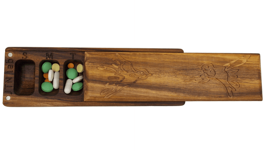 JTNlab PILLBOX Walnut / No Personalization WOODEN PILL BOX -  BIRDS