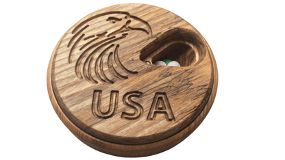 JTNlab PILLBOX Walnut / Please Select ROUND WOODEN PILL BOX - USA EAGLE
