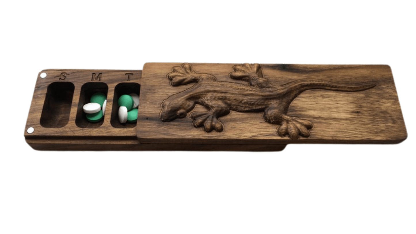 JTNlab PILLBOX Walnut / Please Select WOODEN PILL BOX - 3D LIZARD