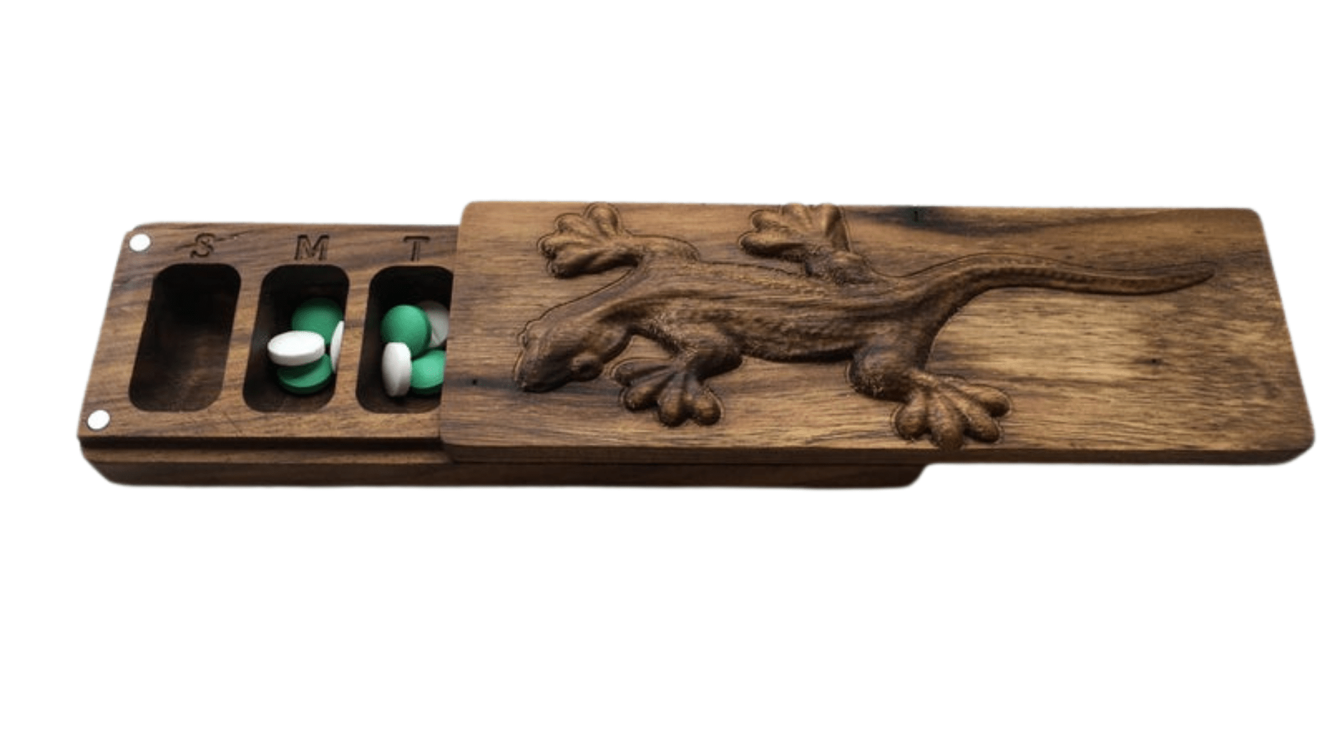 JTNlab PILLBOX Walnut / Please Select WOODEN PILL BOX - 3D LIZARD