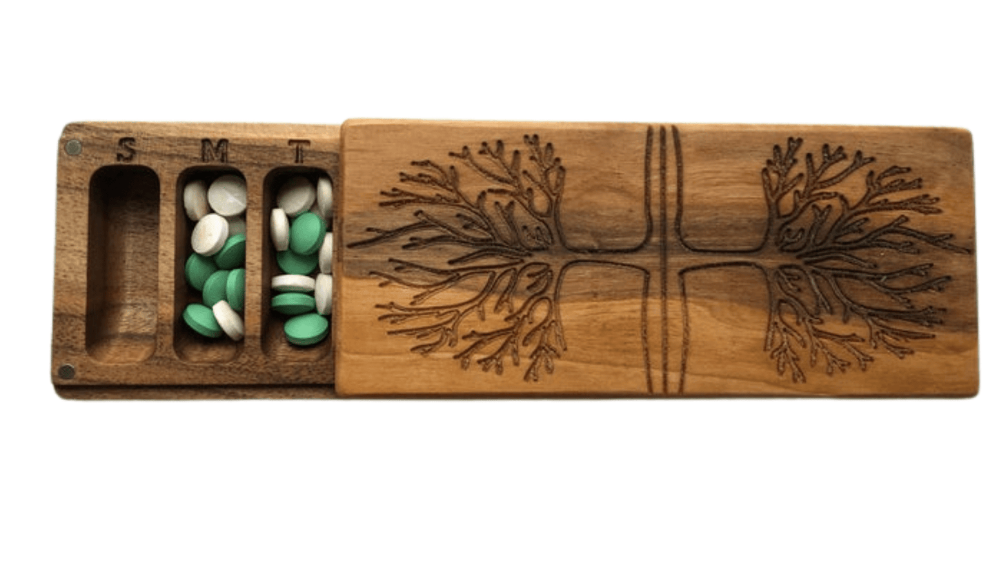 JTNlab PILLBOX Walnut / Please Select WOODEN PILL BOX - TREE OF LIFE