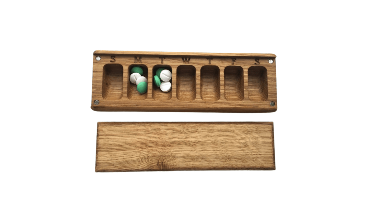 JTNlab PILLBOX WEEKLY PILL BOX - NATURAL WOOD