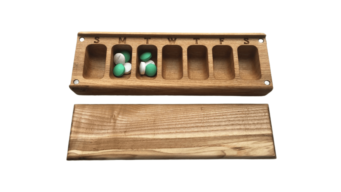 JTNlab PILLBOX WEEKLY PILL BOX - NATURAL WOOD