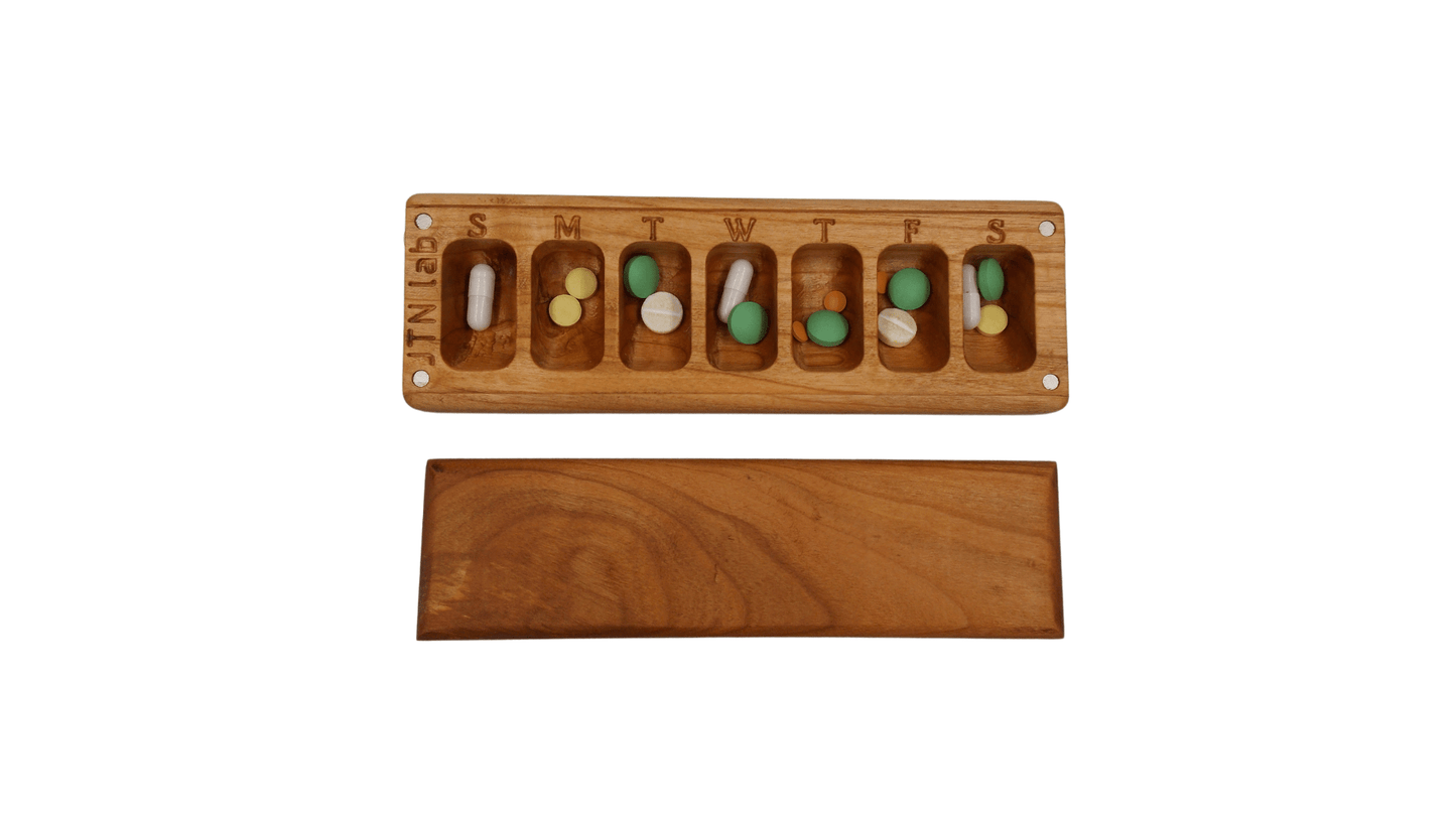 JTNlab PILLBOX WEEKLY PILL BOX - NATURAL WOOD