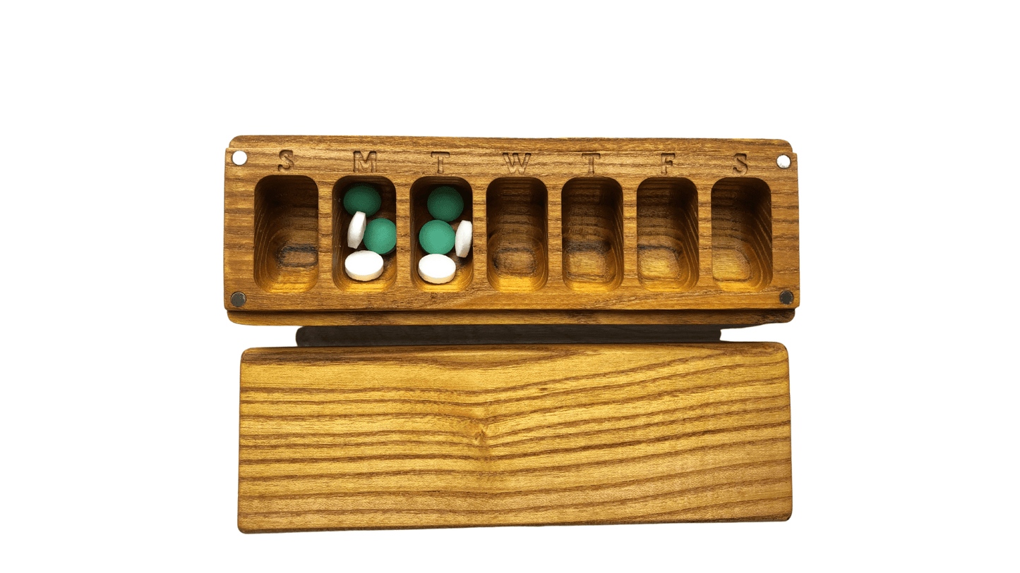 JTNlab PILLBOX WEEKLY PILL BOX - NATURAL WOOD