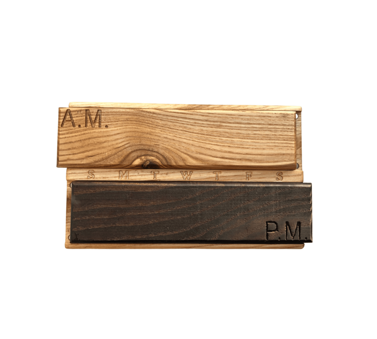 JTNlab PILLBOX WOODEN DAY/NIGHT PILL BOX - A.M.-P.M.