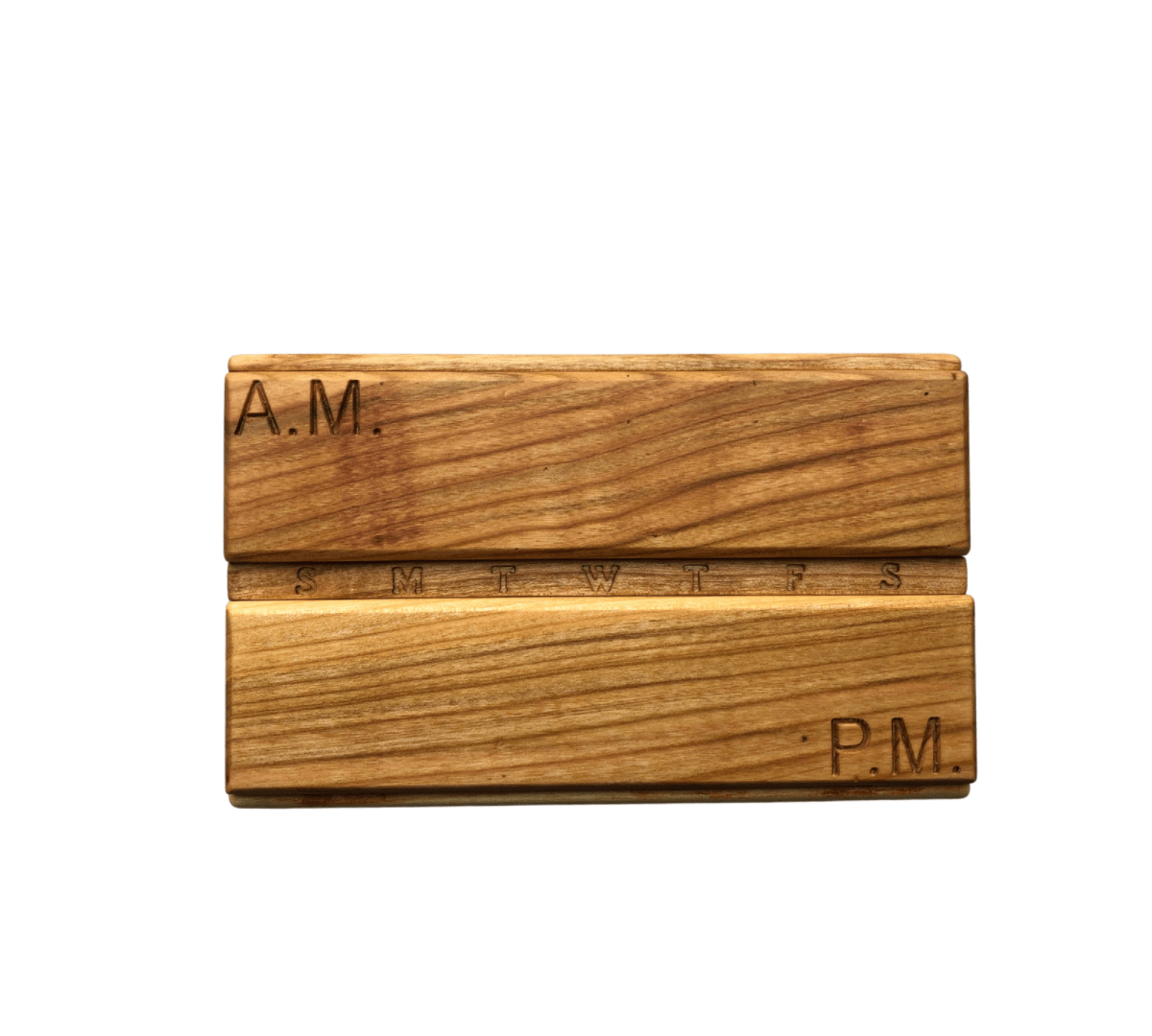 JTNlab PILLBOX WOODEN DAY/NIGHT PILL BOX - A.M.-P.M.