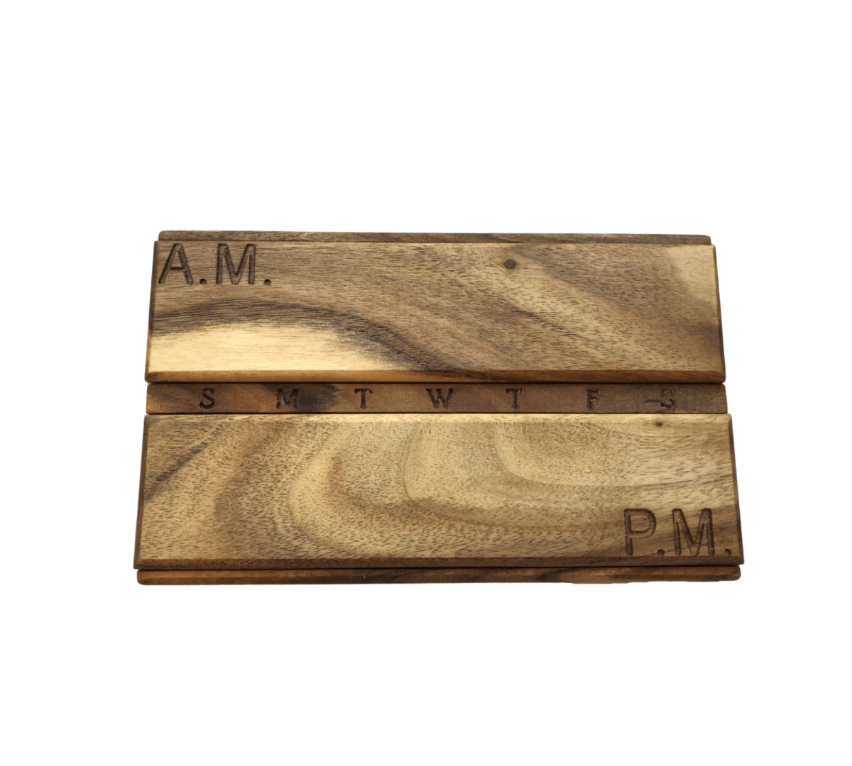 JTNlab PILLBOX WOODEN DAY/NIGHT PILL BOX - A.M.-P.M.