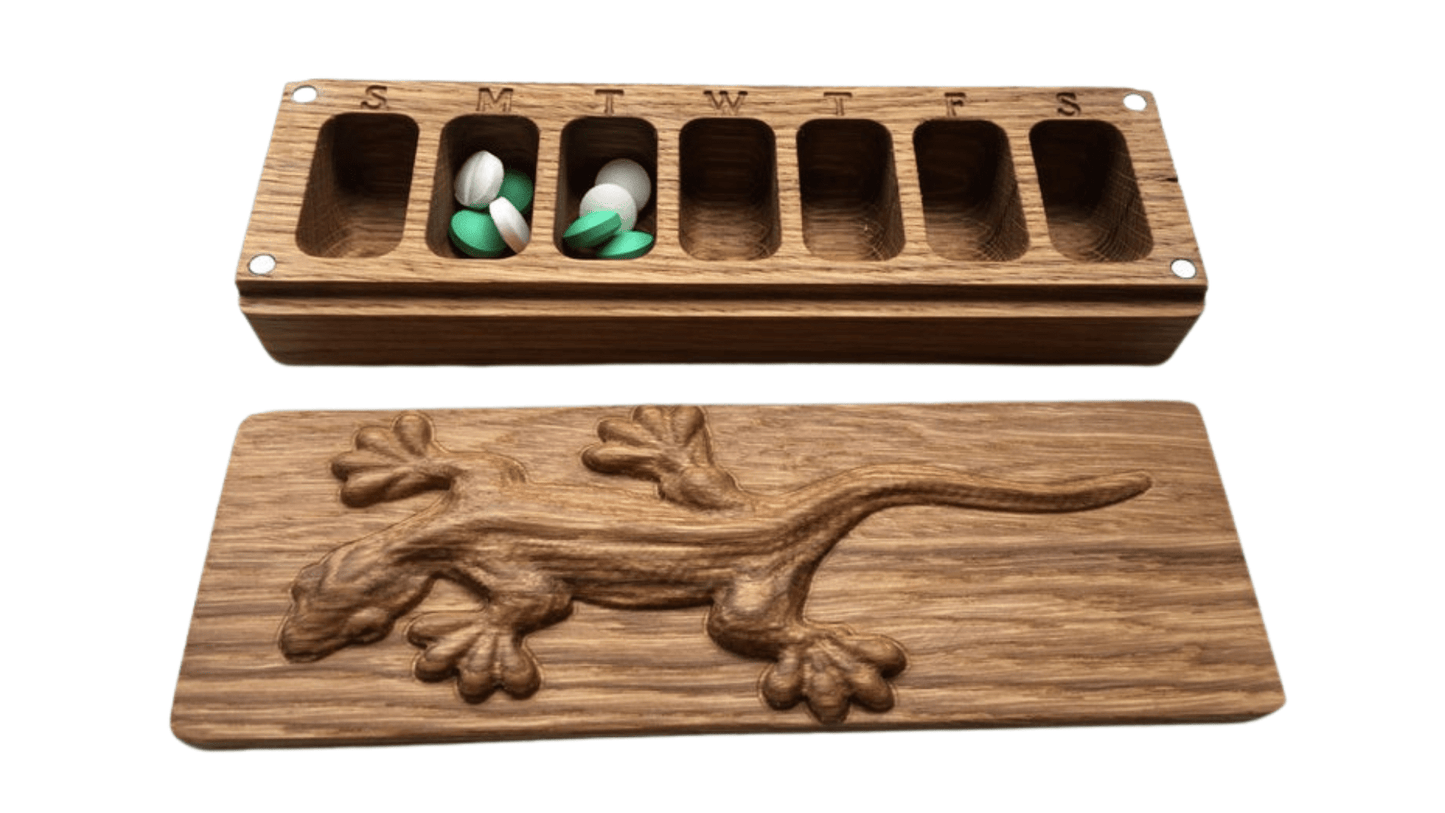 JTNlab PILLBOX WOODEN PILL BOX - 3D LIZARD