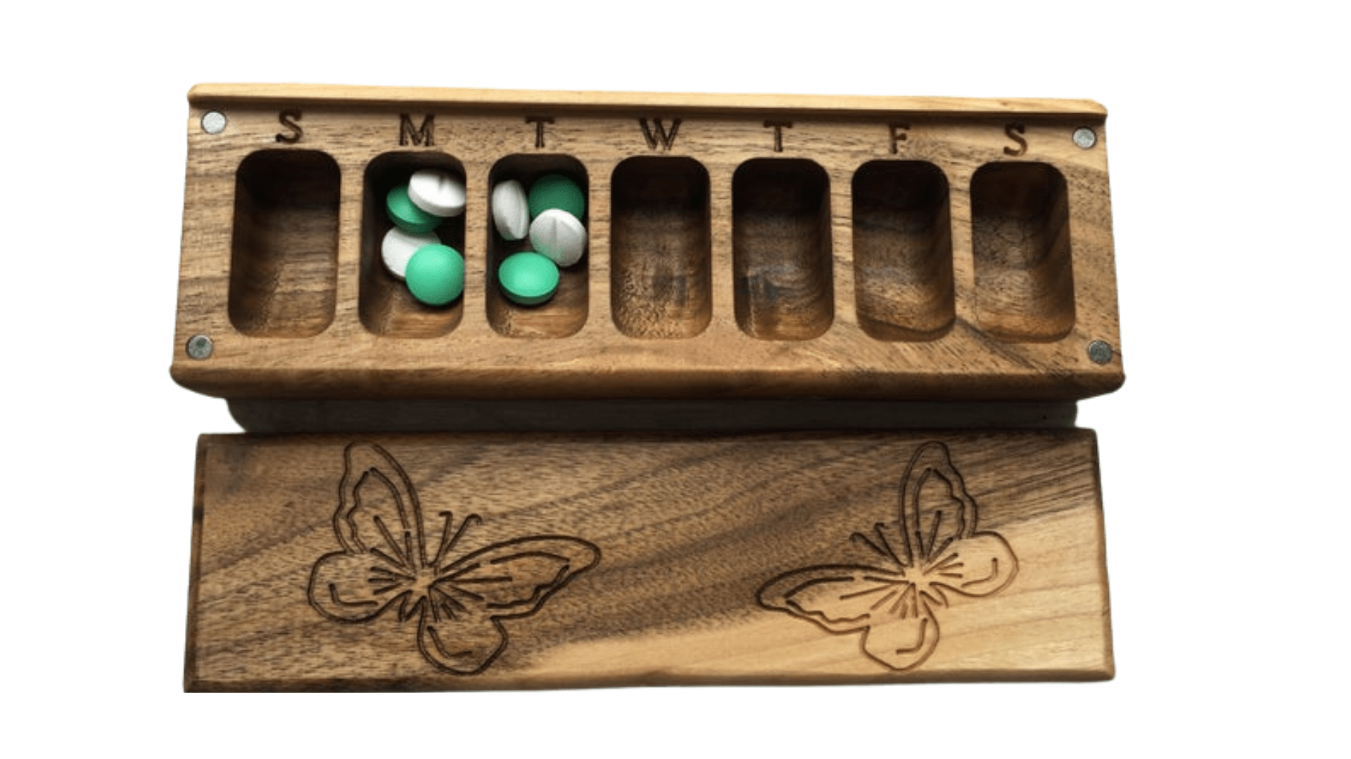 JTNlab PILLBOX WOODEN PILL BOX -  BUTTERFLIES