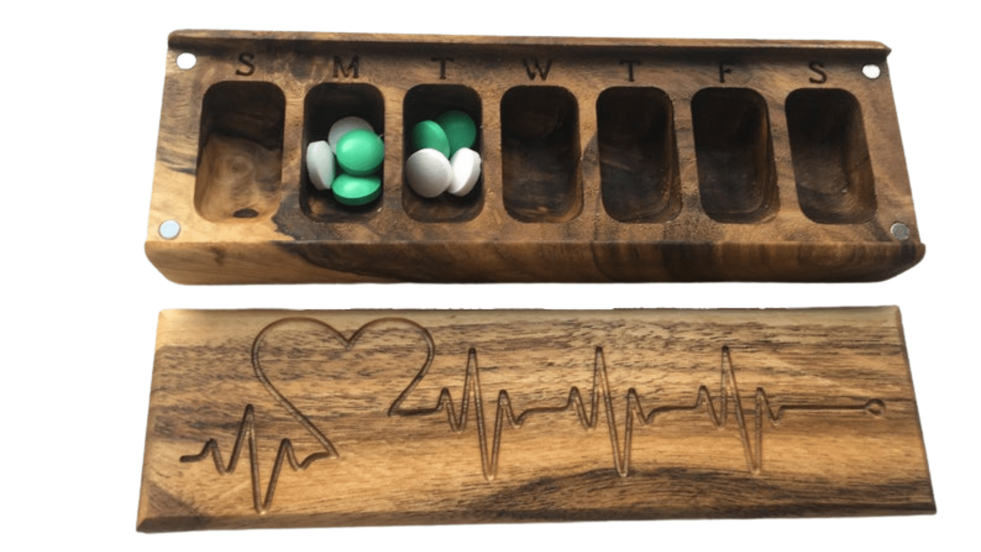 JTNlab PILLBOX WOODEN PILL BOX -  HEARTBEAT