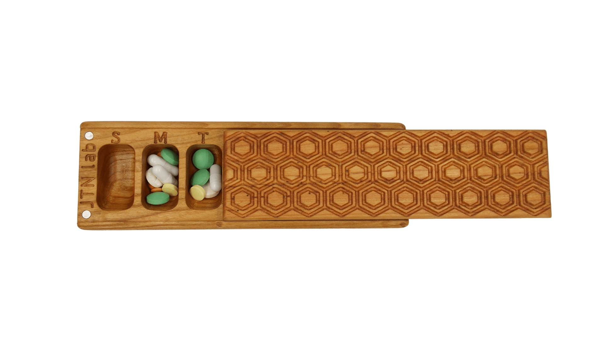 JTNlab PILLBOX WOODEN PILL BOX - HONEYCOMB