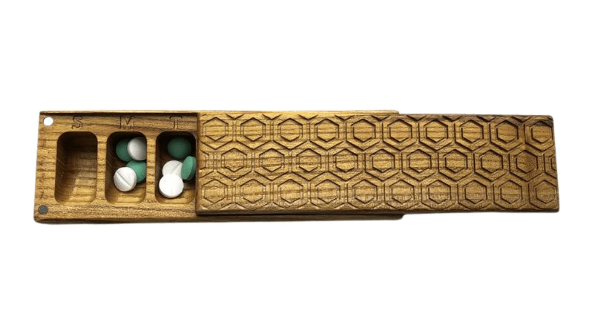 JTNlab PILLBOX WOODEN PILL BOX - HONEYCOMB
