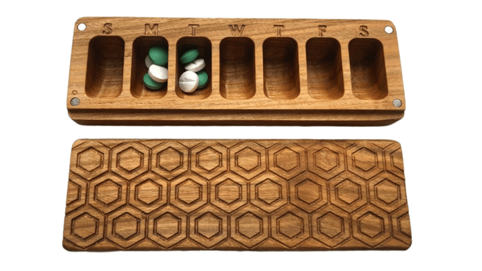 JTNlab PILLBOX WOODEN PILL BOX - HONEYCOMB