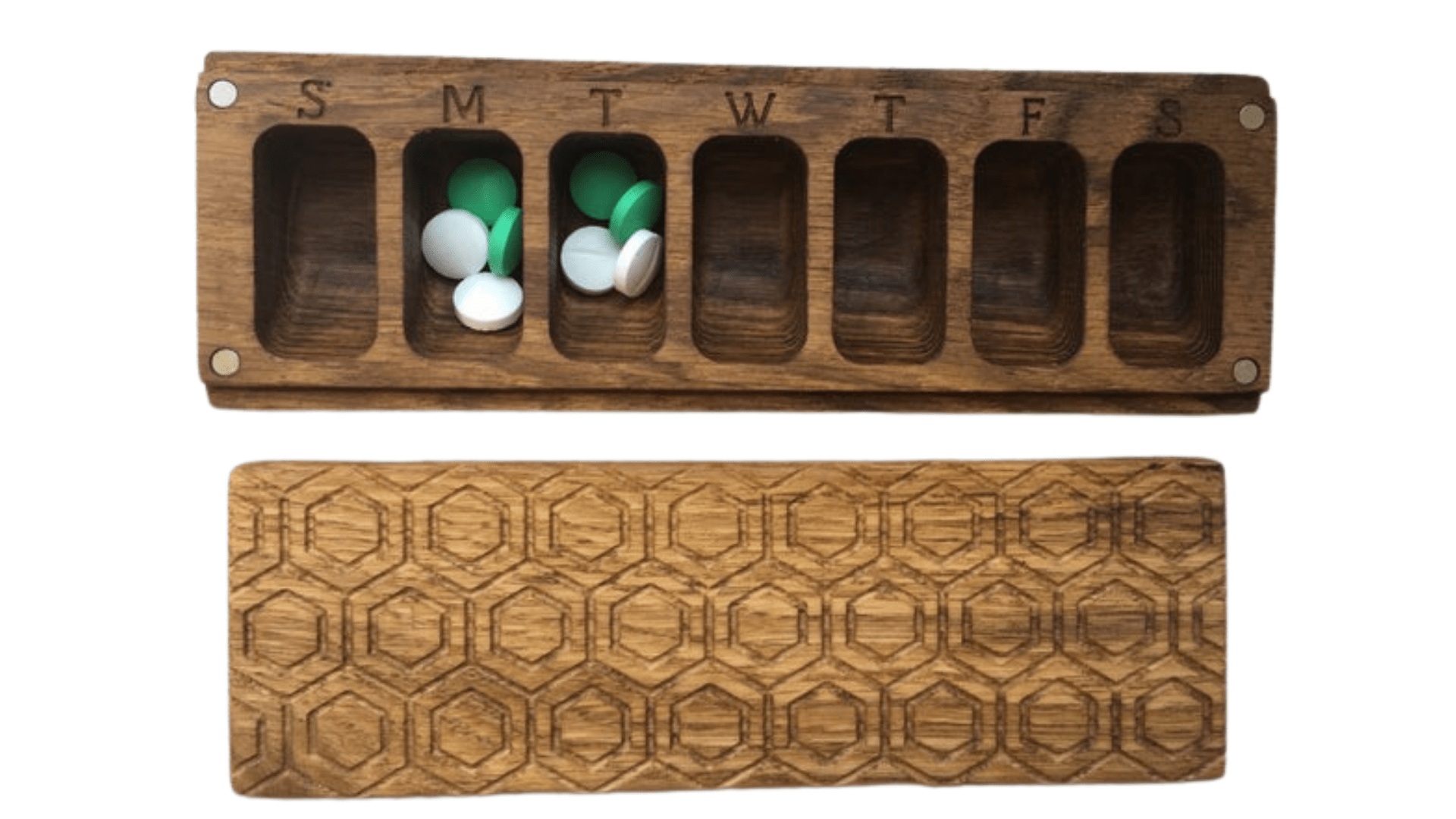 JTNlab PILLBOX WOODEN PILL BOX - HONEYCOMB
