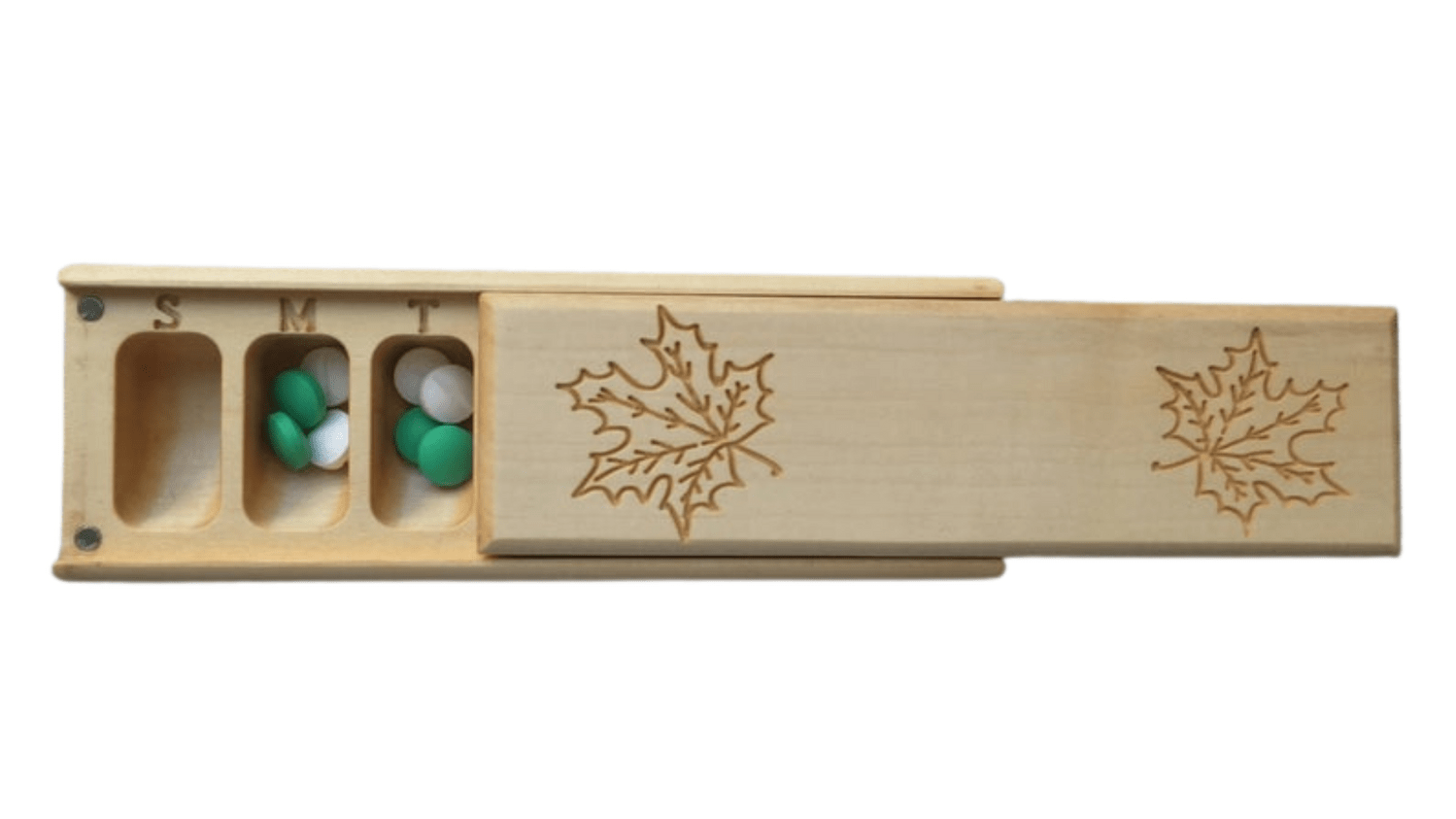 JTNlab PILLBOX WOODEN PILL BOX -  MAPLE LEAVES