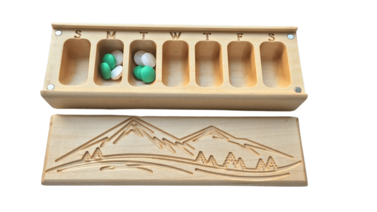 JTNlab PILLBOX WOODEN PILL BOX -  MOUNTAINS
