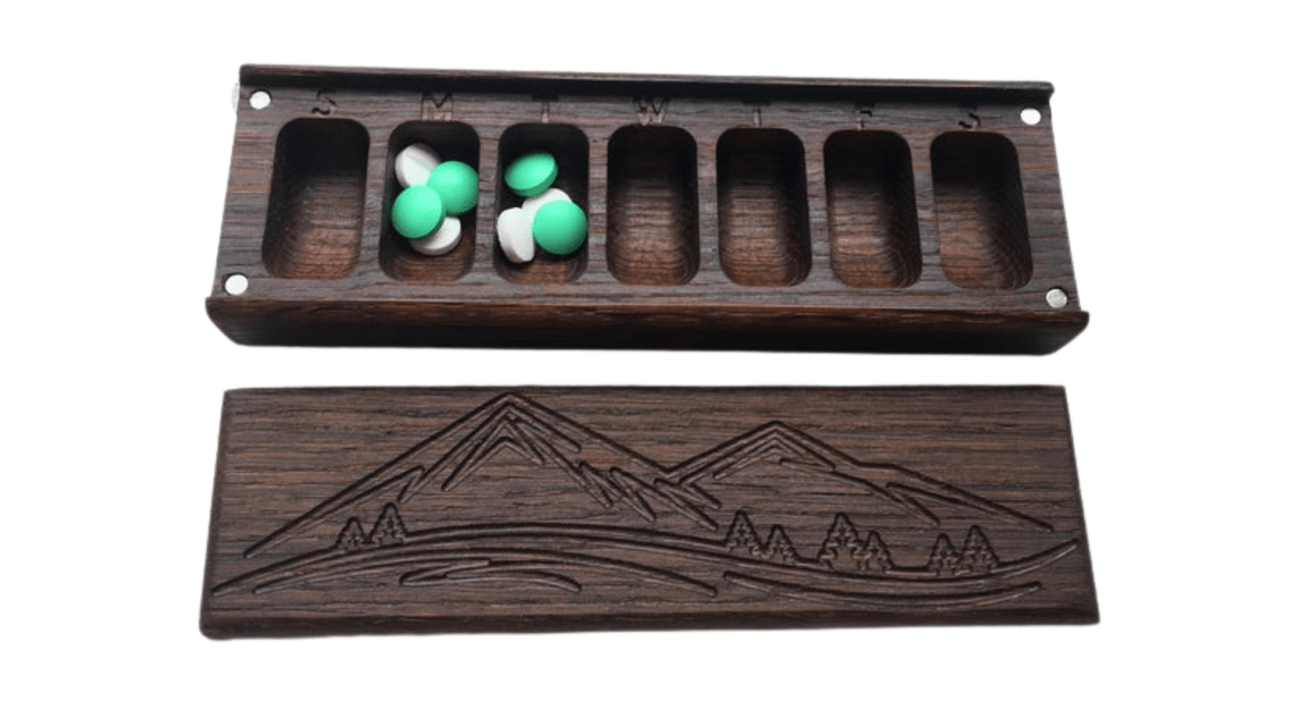 JTNlab PILLBOX WOODEN PILL BOX -  MOUNTAINS