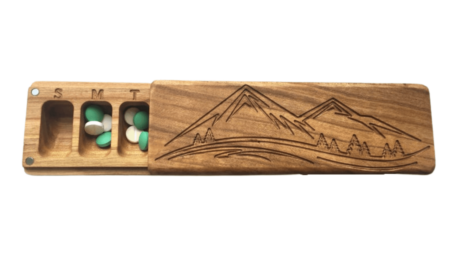 JTNlab PILLBOX WOODEN PILL BOX -  MOUNTAINS