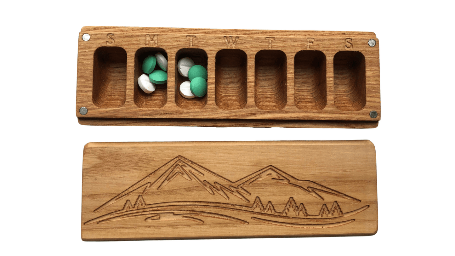 JTNlab PILLBOX WOODEN PILL BOX -  MOUNTAINS