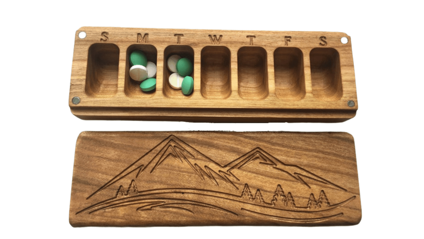 JTNlab PILLBOX WOODEN PILL BOX -  MOUNTAINS