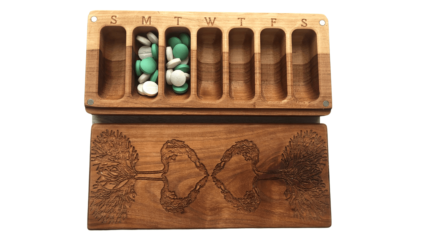 JTNlab PILLBOX WOODEN PILL BOX - TREE OF LIFE 2