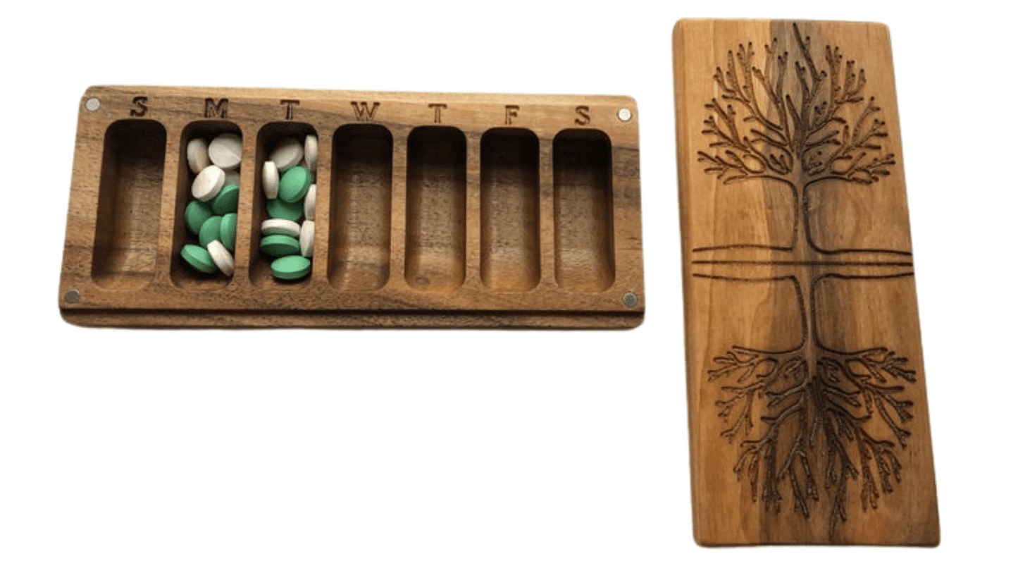 JTNlab PILLBOX WOODEN PILL BOX - TREE OF LIFE