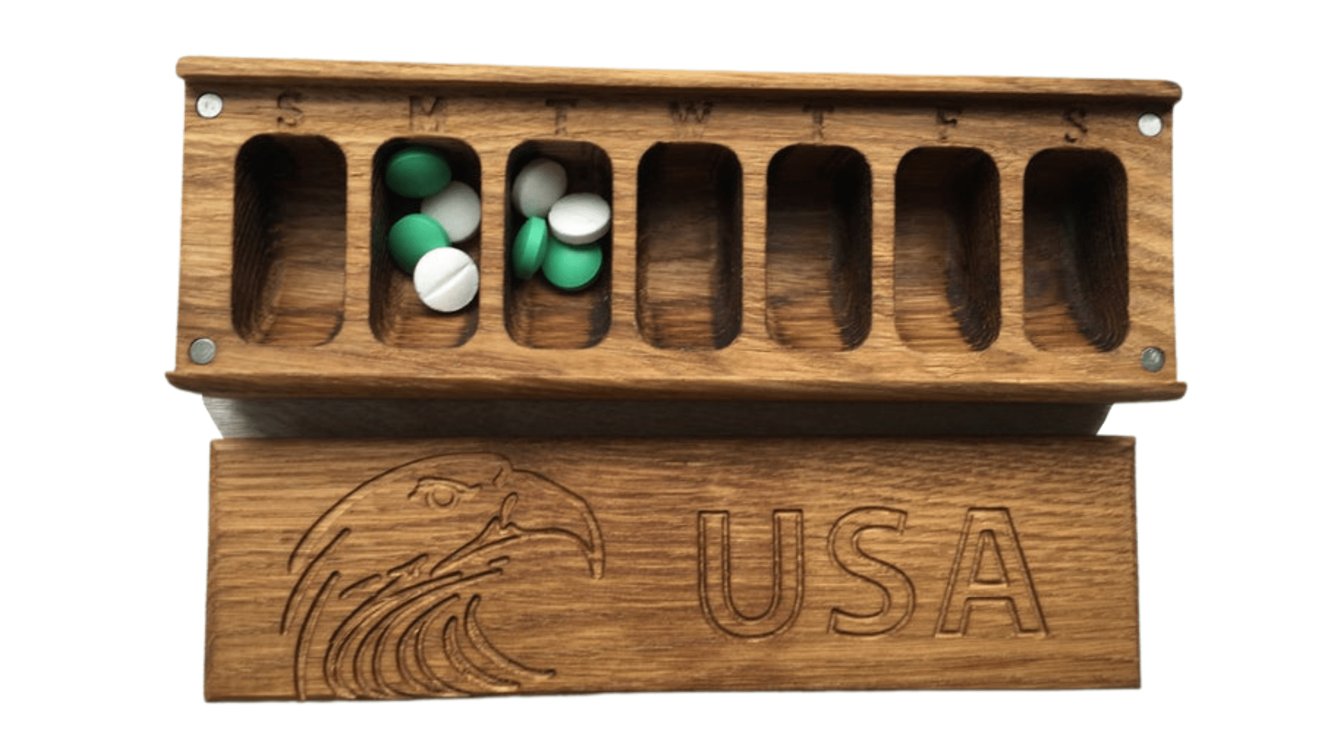 JTNlab PILLBOX WOODEN PILL BOX -  USA EAGLE