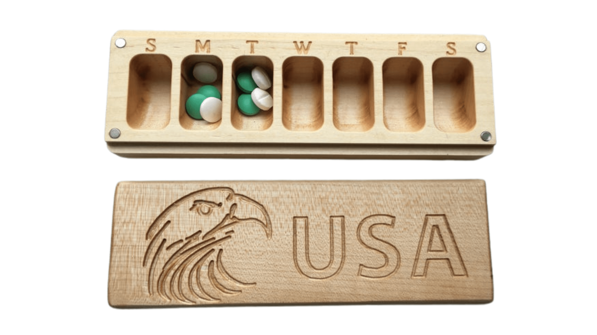 JTNlab PILLBOX WOODEN PILL BOX -  USA EAGLE